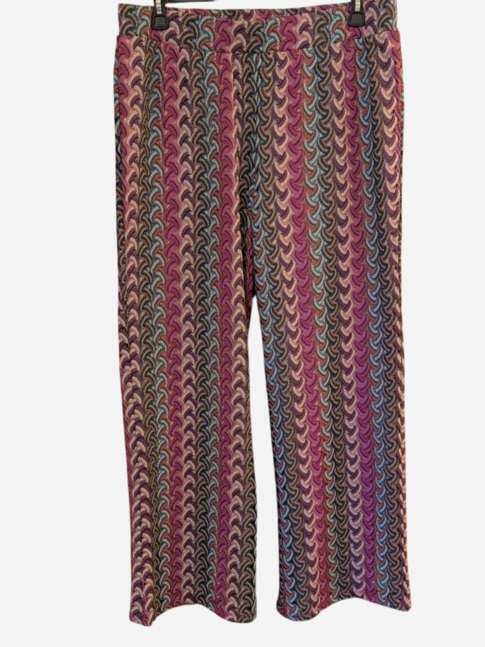 G by Giuliana Black Label Pink Multi Crochet Wide-Leg Pants 1X NWT